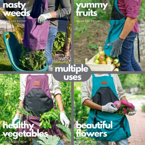 Grace and August Garden apron - Gift the ultimate gardening tool -100% Natural Canvas gardening apron for women with pockets (Coriander)