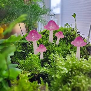 coonoe Mini Mushrooms for Fairy Garden, Translucent Fairy Garden Mushrooms with Stakes for Terrarium, Potted Plant, Mini Mushroom Garden Decor, Crafted Cute Tiny Fairy Garden Accessories