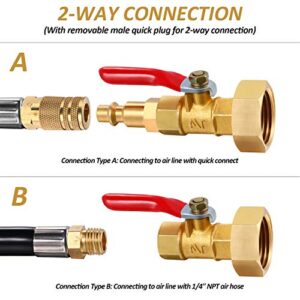 Winterize Adapter with 1/4 Inch Male Quick Connecting Plug and 3/4 inch Male GHT Thread, 1/4 Inch Male Quick Plug and 3/4 Inch Female Garden Hose Threading, Winterize Quick Adapter with Ball Valve