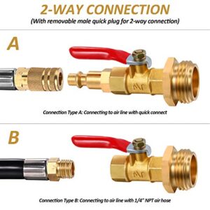 Winterize Adapter with 1/4 Inch Male Quick Connecting Plug and 3/4 inch Male GHT Thread, 1/4 Inch Male Quick Plug and 3/4 Inch Female Garden Hose Threading, Winterize Quick Adapter with Ball Valve