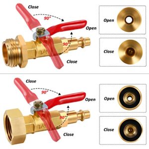 Winterize Adapter with 1/4 Inch Male Quick Connecting Plug and 3/4 inch Male GHT Thread, 1/4 Inch Male Quick Plug and 3/4 Inch Female Garden Hose Threading, Winterize Quick Adapter with Ball Valve