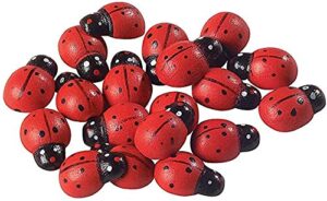100 pcs wooden ladybug garden stones – decorative outdoor ornaments – garden decoration for vegatable and flower beds