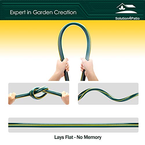 Solution4Patio Homes Garden 5/8 in. x 25 ft. Garden Hose, Brass Fittings, No Kink, No Leaking, High Water Pressure, for Extremely Weather, Heavy Duty, 12 Year Warranty, No DOP, Environmental-Friendly