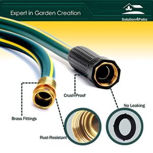 Solution4Patio Homes Garden 5/8 in. x 25 ft. Garden Hose, Brass Fittings, No Kink, No Leaking, High Water Pressure, for Extremely Weather, Heavy Duty, 12 Year Warranty, No DOP, Environmental-Friendly