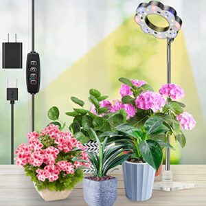 grow lights for indoor plants, full spectrum plant lights for indoor growing, height adjustable led halo grow light with base, growing lamp with automatic timer, 10-level dimmable for indoor garden