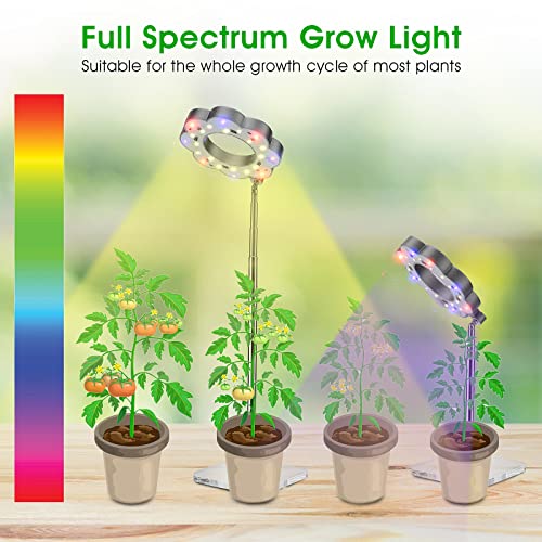 Grow Lights for Indoor Plants, Full Spectrum Plant Lights for Indoor Growing, Height Adjustable Led Halo Grow Light with Base, Growing Lamp with Automatic Timer, 10-Level Dimmable for Indoor Garden