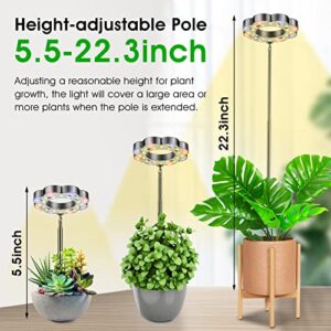 Grow Lights for Indoor Plants, Full Spectrum Plant Lights for Indoor Growing, Height Adjustable Led Halo Grow Light with Base, Growing Lamp with Automatic Timer, 10-Level Dimmable for Indoor Garden