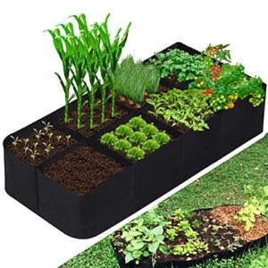 fabric raised garden bed, 128 gallon 8 grids plant grow bags, 3x6ft breathable planter raised beds for growing vegetables potatoes flowers, rectangle planting container for outdoor indoor gardening
