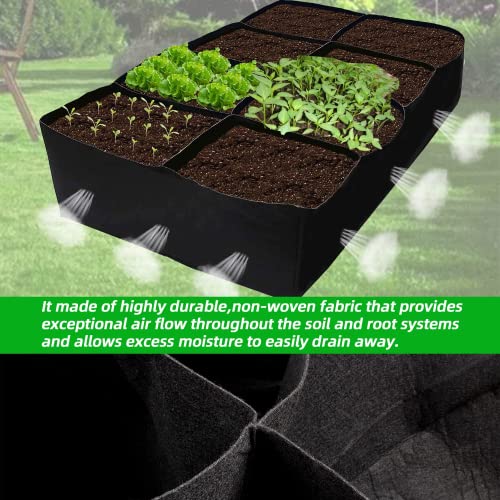 Fabric Raised Garden Bed, 128 Gallon 8 Grids Plant Grow Bags, 3x6FT Breathable Planter Raised Beds for Growing Vegetables Potatoes Flowers, Rectangle Planting Container for Outdoor Indoor Gardening
