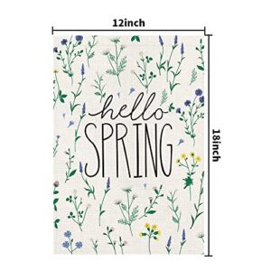 Hello Spring Tulip Lavender Garden Flag 12 x 18 Inch Double Sided Burlap, Seasonal Flower Yard Outdoor Decoration DF243