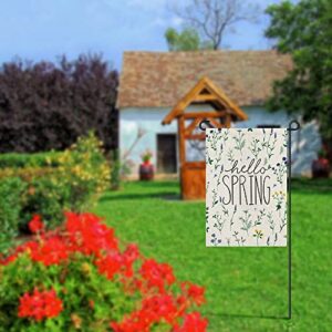 Hello Spring Tulip Lavender Garden Flag 12 x 18 Inch Double Sided Burlap, Seasonal Flower Yard Outdoor Decoration DF243