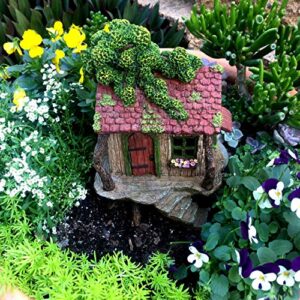 PRETMANNS Fairy Garden Fairy Houses – Fairy Garden Houses for Outdoor - Large Fairy Tree House with a Door That Opens – 9” High - Fairy Garden Supplies for Miniature Garden Accessories