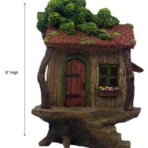 PRETMANNS Fairy Garden Fairy Houses – Fairy Garden Houses for Outdoor - Large Fairy Tree House with a Door That Opens – 9” High - Fairy Garden Supplies for Miniature Garden Accessories