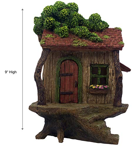 PRETMANNS Fairy Garden Fairy Houses – Fairy Garden Houses for Outdoor - Large Fairy Tree House with a Door That Opens – 9” High - Fairy Garden Supplies for Miniature Garden Accessories