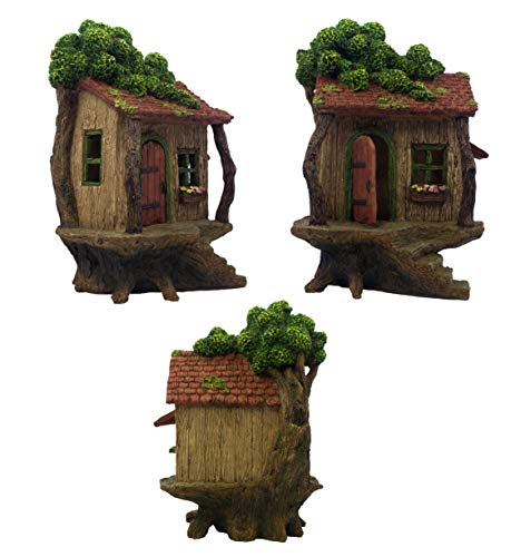 PRETMANNS Fairy Garden Fairy Houses – Fairy Garden Houses for Outdoor - Large Fairy Tree House with a Door That Opens – 9” High - Fairy Garden Supplies for Miniature Garden Accessories