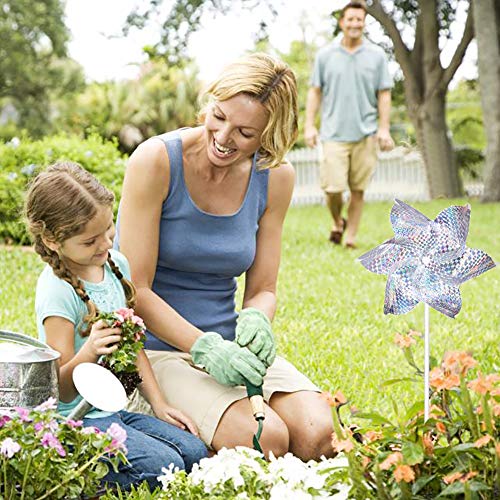 SUNPRO Reflective Pinwheels,10-Pack Extra Sparkly Pinwheels for Garden Decor, Pinwheels for Kids,Scare Birds Away from Garden Yard Patio Lawn Farm (10 Pack).