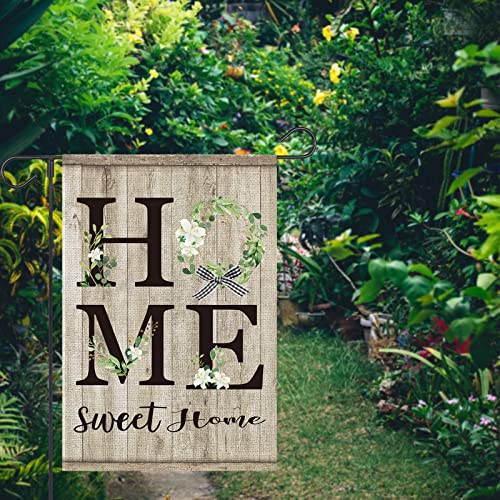 OPULANE Sweet Home Magnolia Wreath Garden Flags Vertical 12x18 Inch Double Sided Burlap Farmhouse Rustic Outside House Flags Spring Summer Yard Outdoor Decor (Small)