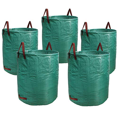 PHYEX 5-Pack 72 Gallons Garden Bag Heavy Duty Gardening Bags, Lawn Pool Garden Leaf Waste Rubbish Plants Grass Bag (5 X 72Gallons)