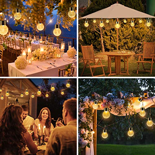 Solar Outdoor Lights Decorative 12 Pack, Hanging Solar Garden Lights Waterproof, Solar Powered Globe Lantern Cracked Glass Ball Lights for Yard Patio Fence Tree Umbrella Holiday Decoration,Warm White