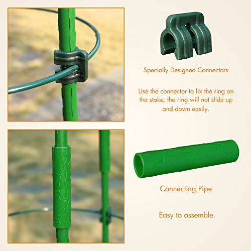 Gardzen 3-Pack Tomato Cage, Plants Support, Trellis Climbing Ring Cage, Stand for Pepper Eggplant Tomato Flowers