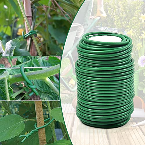 Decoroca Garden Flexible Wire Tie, Soft Twist Plant Ties 65.6' - Green Support Plant Vines for Supporting and Fixing Garden Planting Branches Vines & Stems and Organize Data Wire