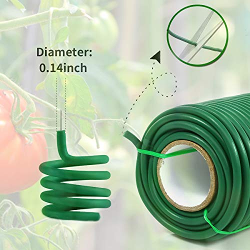 Decoroca Garden Flexible Wire Tie, Soft Twist Plant Ties 65.6' - Green Support Plant Vines for Supporting and Fixing Garden Planting Branches Vines & Stems and Organize Data Wire