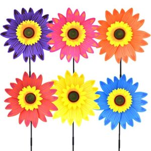 b bangcool sunflower lawn pinwheels wind spinners garden party pinwheel wind spinner for patio lawn & garden (6 pcs)）