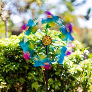 Viveta 51.2 Inch Garden Wind Spinners, Metal Wind Sculptures & Spinners Yard Spinners Outdoor Peacock Double Sided Windmill Spinner for Patio Lawn Decor