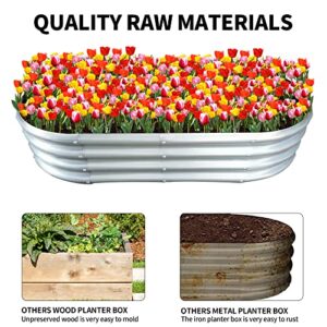 FYIN-HONG Galvanized Raised Garden Bed Metal Planter Raised Garden Boxes Outdoor, Oval Large Metal Raised Garden Beds for Vegetables, Flowers, Herbs 4x2x1ft