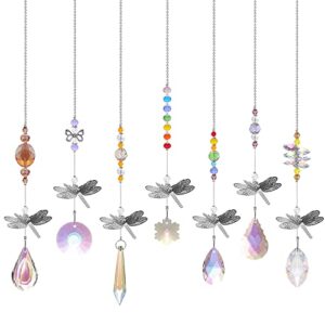 pack of 7 crystal suncatchers dragonfly pendant rainbow maker hanging for window wedding garden decor