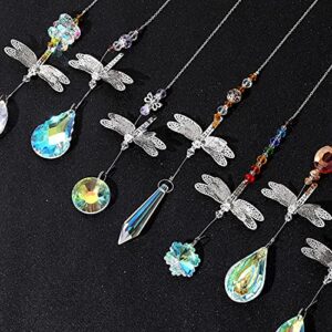 Pack of 7 Crystal Suncatchers Dragonfly Pendant Rainbow Maker Hanging for Window Wedding Garden Decor