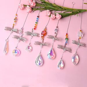 Pack of 7 Crystal Suncatchers Dragonfly Pendant Rainbow Maker Hanging for Window Wedding Garden Decor