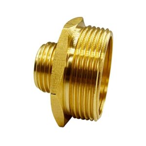 3/4” GHT Male x 1.5” NPT Male Connector, Brass Garden Hose Adapter for Sump Pump and Pool Pump Hose Adapter, Industrial Metal Brass Garden Hose to Pipe Fittings Connector (2 Pack)