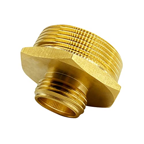 3/4” GHT Male x 1.5” NPT Male Connector, Brass Garden Hose Adapter for Sump Pump and Pool Pump Hose Adapter, Industrial Metal Brass Garden Hose to Pipe Fittings Connector (2 Pack)