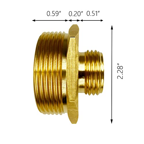 3/4” GHT Male x 1.5” NPT Male Connector, Brass Garden Hose Adapter for Sump Pump and Pool Pump Hose Adapter, Industrial Metal Brass Garden Hose to Pipe Fittings Connector (2 Pack)