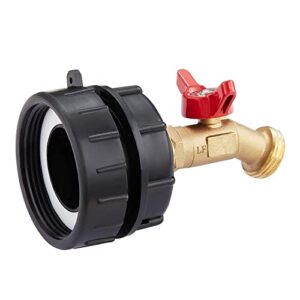 columpro 275 330 gallon ibc tote tank adapter 2.44″ fine thread+ lead-free water shut-off valve faucet (adapter2.44″ fine thread tote valve )
