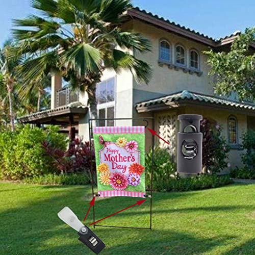 Huouo 30 Pack Garden Flag Stoppers and Anti-Wind Clips, Spring Stops Accessories for Garden Yard Flag Poles Stands