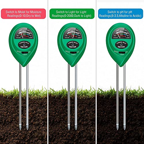 apine Soil Moister Meter, 3 in 1 Soil pH Tester, Soil Test Kit for Lawns, Garden, Farm, House, Indoor, Outdoor, Hydrometer for Plants