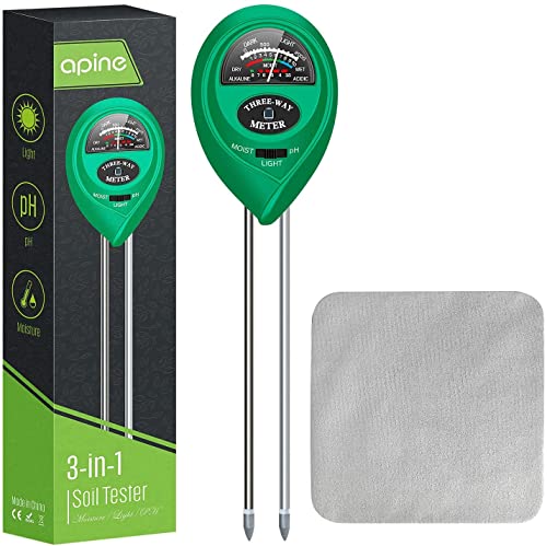 apine Soil Moister Meter, 3 in 1 Soil pH Tester, Soil Test Kit for Lawns, Garden, Farm, House, Indoor, Outdoor, Hydrometer for Plants