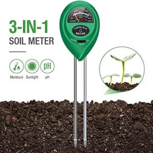 apine Soil Moister Meter, 3 in 1 Soil pH Tester, Soil Test Kit for Lawns, Garden, Farm, House, Indoor, Outdoor, Hydrometer for Plants