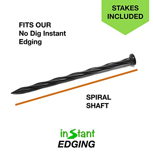 Instant Edging - Brown 20ft Premium No Dig Yard Edging Kit, for Landscaping, and Flower Gardens Border - (2" High) - Includes 18 Edging Stakes (Brown)