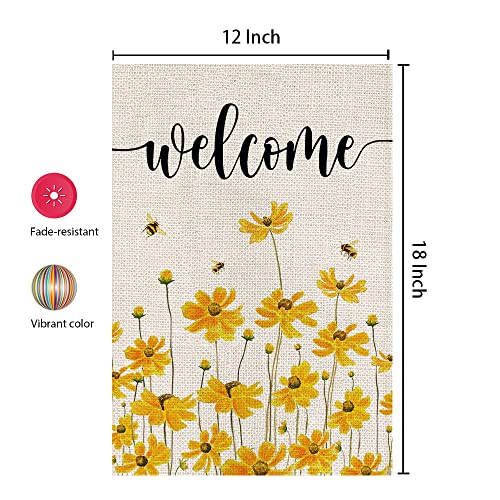 CROWNED BEAUTY Spring Summer Garden Flag Floral Welcome 12×18 Inch Double Sided Outside Vertical Holiday Yard Décor