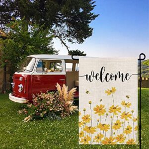 CROWNED BEAUTY Spring Summer Garden Flag Floral Welcome 12×18 Inch Double Sided Outside Vertical Holiday Yard Décor