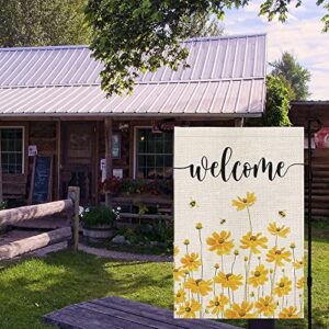 CROWNED BEAUTY Spring Summer Garden Flag Floral Welcome 12×18 Inch Double Sided Outside Vertical Holiday Yard Décor