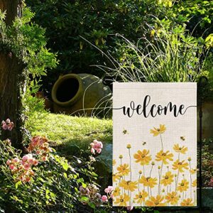 CROWNED BEAUTY Spring Summer Garden Flag Floral Welcome 12×18 Inch Double Sided Outside Vertical Holiday Yard Décor