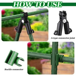 Adjustable Plant Trellis Connector Clip Plastic Plant Connector Stakes Garden Plastic Connector A-Type Connecting Joint Buckle Clip for Gardening Metal Steel Plant Supports (50 Pieces,11 mm)