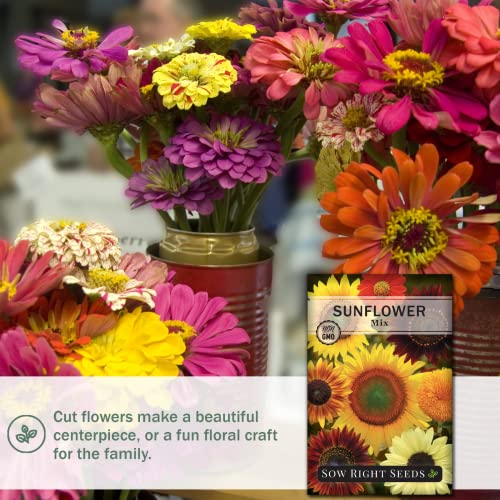 Sow Right Seeds - Large Full-Color Packet of Mixed Sunflower Seed to Plant - Non-GMO Heirloom - Instructions for Planting - Wonderful Gardening Gift (1)