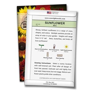 Sow Right Seeds - Large Full-Color Packet of Mixed Sunflower Seed to Plant - Non-GMO Heirloom - Instructions for Planting - Wonderful Gardening Gift (1)