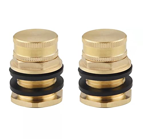 Wantmatch Brass Garden Hose Bulkhead Fitting with Plug,1/2" Female NPT 3/4" Male GHT Garden Hose Threaded,Brass Water Tank Connector 2 Pack