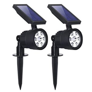 westinghouse 2-in-1 solar spot lights outdoor, auto on/off decorative solar landscape spotlights, weather resistant wall lights for pool yard porch garden driveway walkway, 2 pack, white light